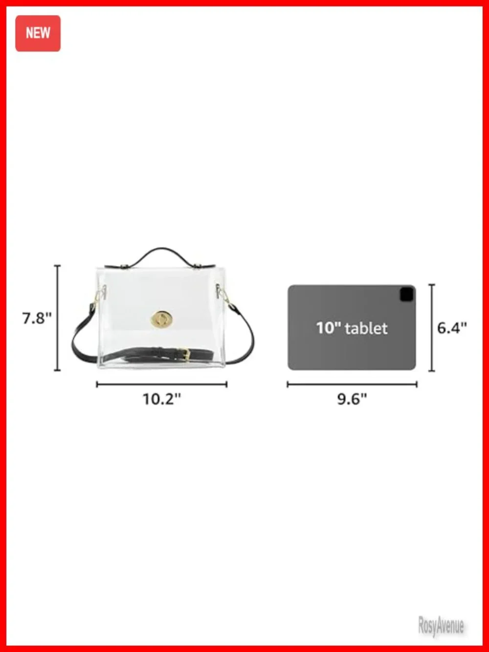 Clear Satchel Crossbody Bag with Turn Lock, Stadium Approved PVC Handbag
